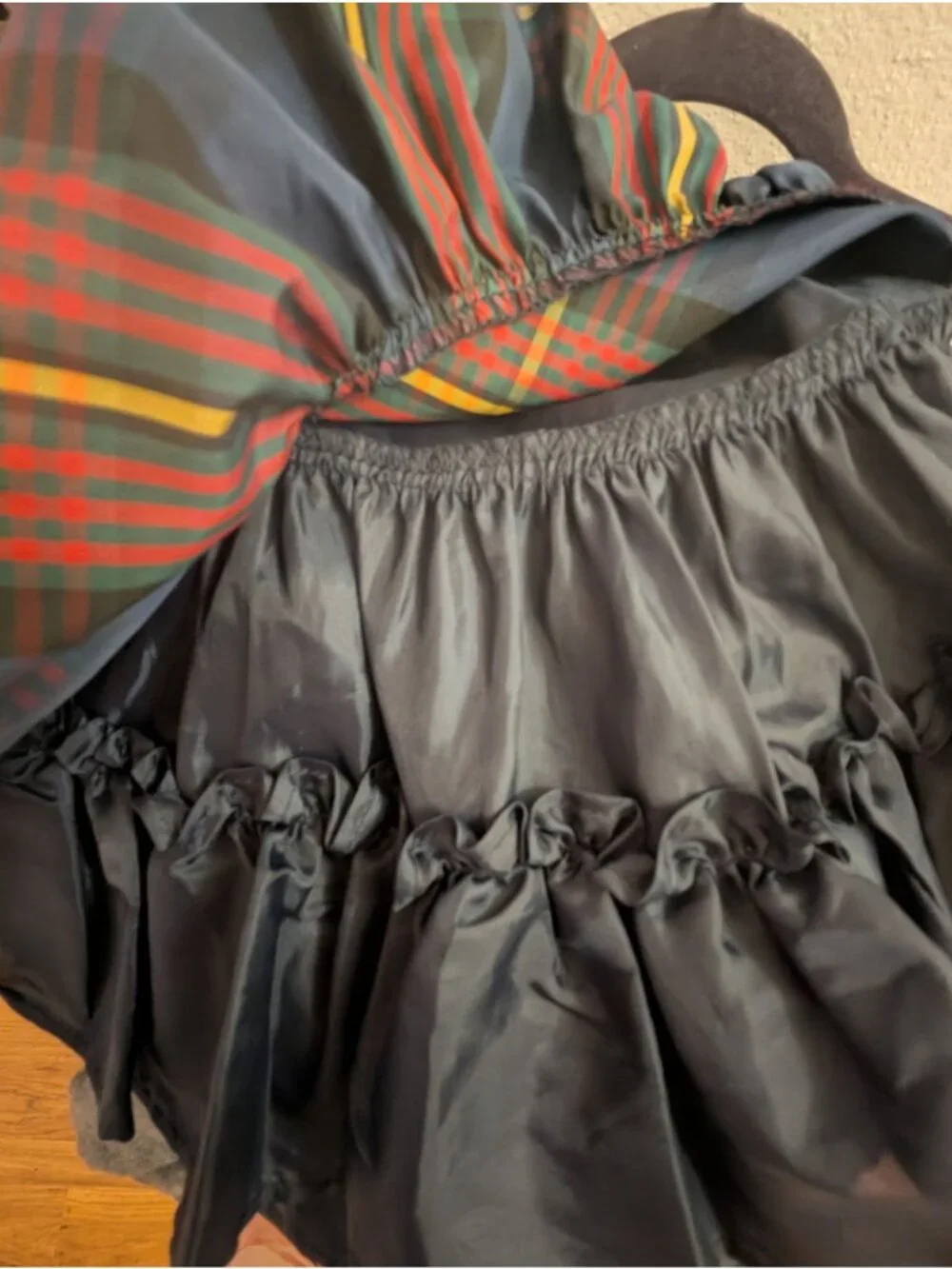 Ralph Lauren Holiday Tartan Girls Dress With Black Bow Sash & Back Buttons